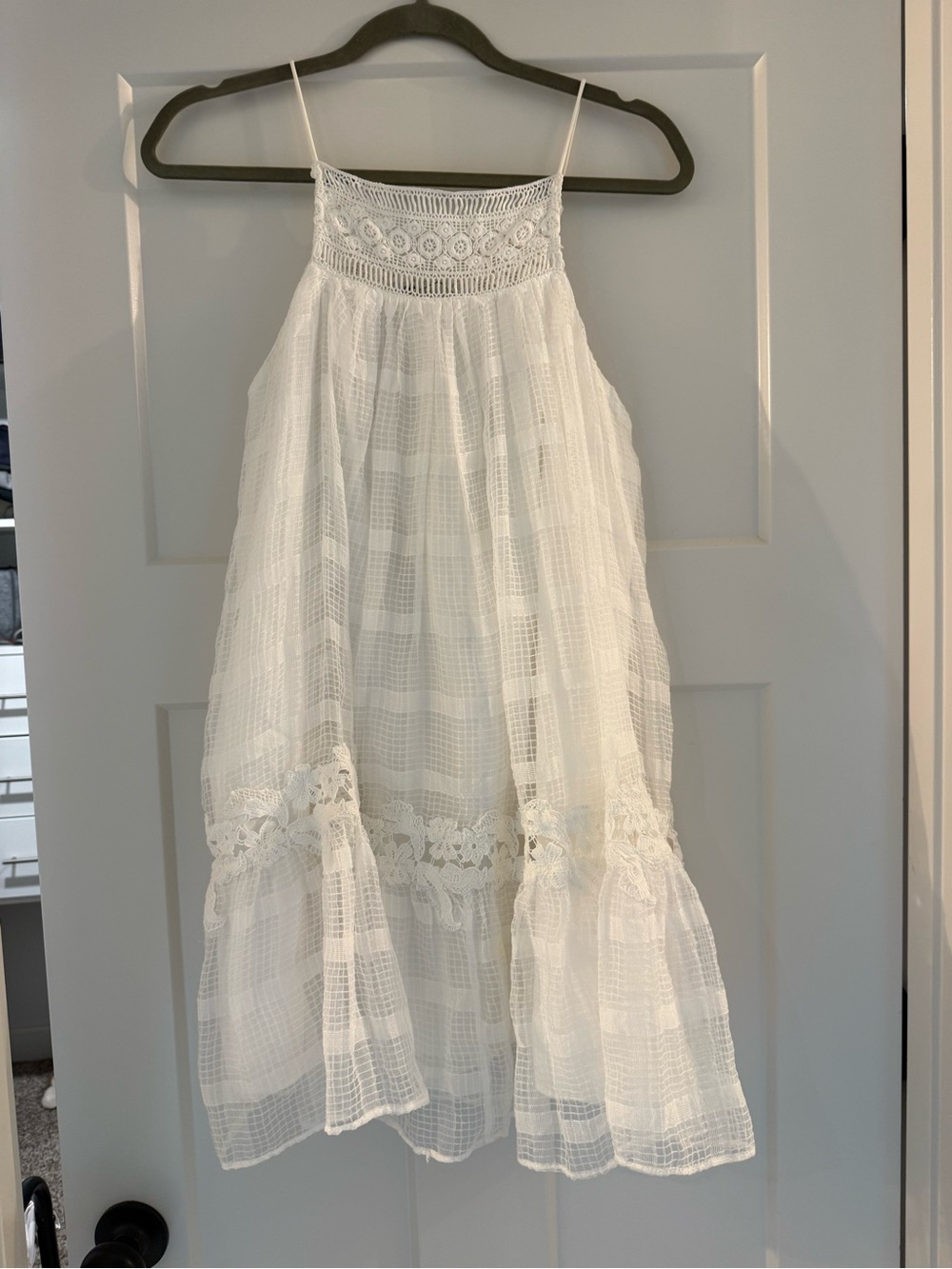 Zara White Crochet Halter Swim Coverup